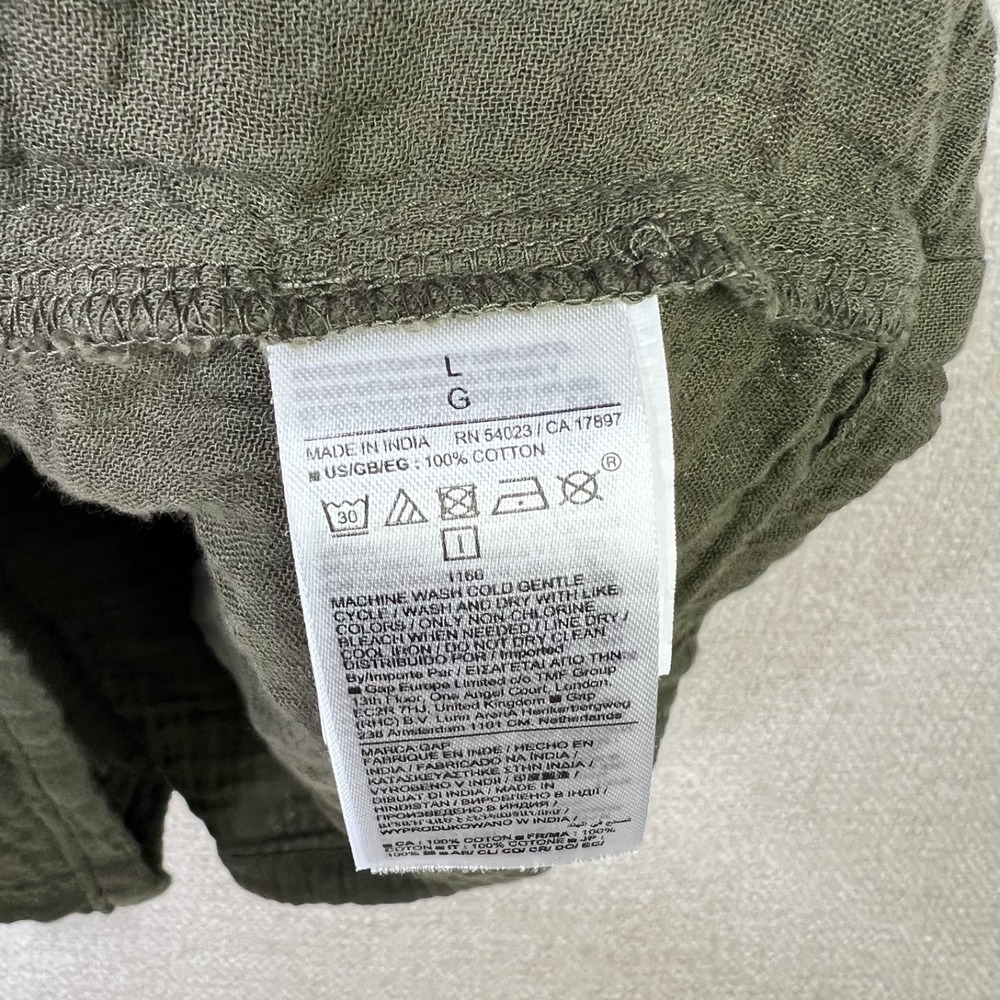 Gap 100% Cotton Romper Green Tea Boho Lagenlook Coastal Gauze Women's Size L - Picture 6 of 8